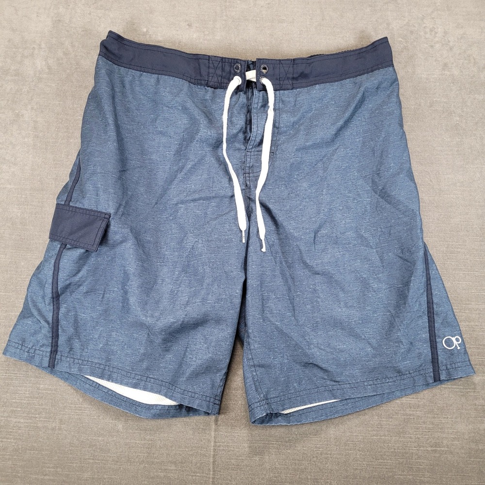 OP Board Shorts Y2K Swim Trunks Blue Beach Drawstring Pocket Mens Size‎ Large